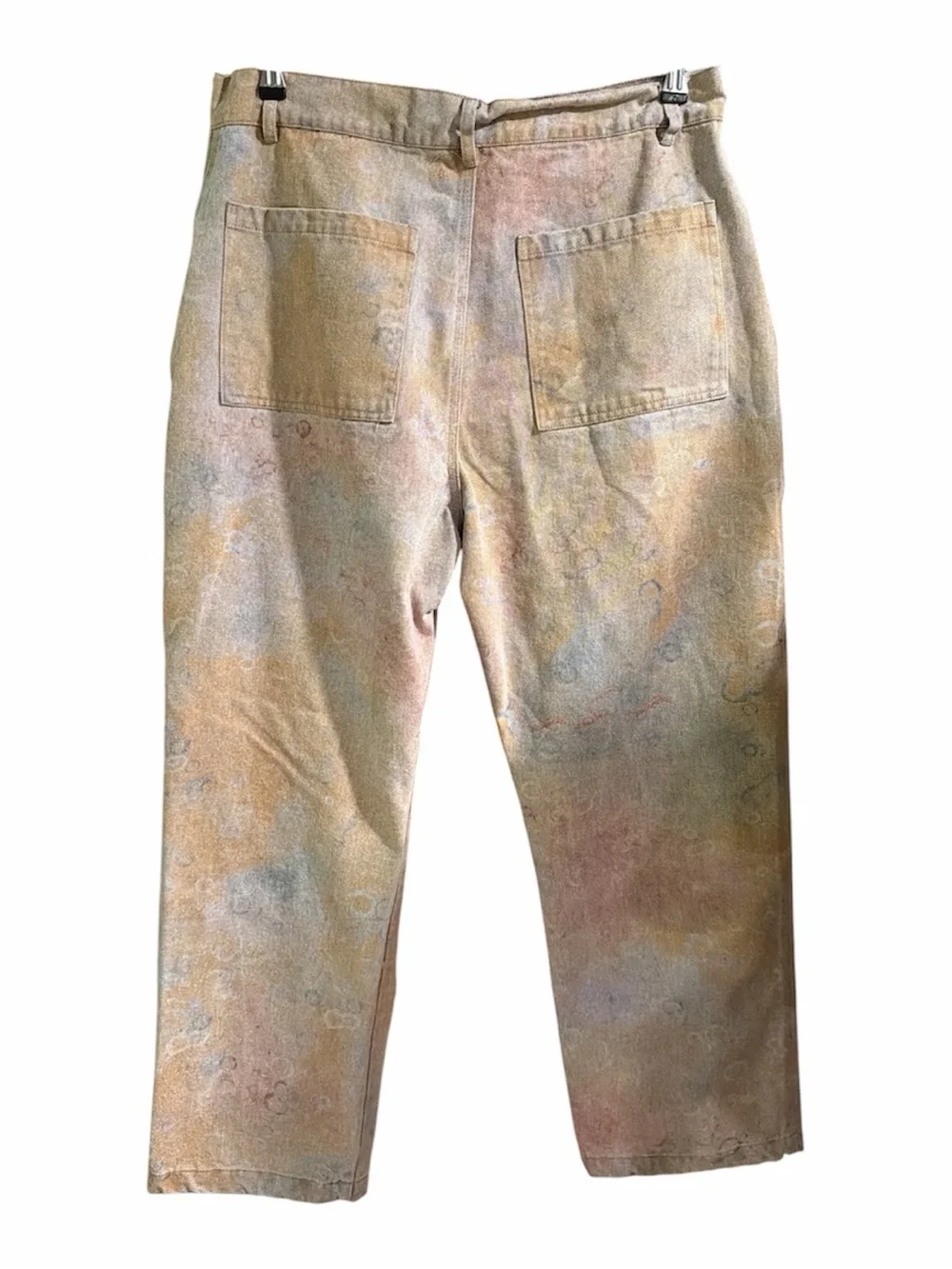Medaigual Men’s Faded Washed Beige Painter-Style Soft Denim Streetwear